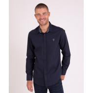 Chemise manches longues unie à détails fleuris