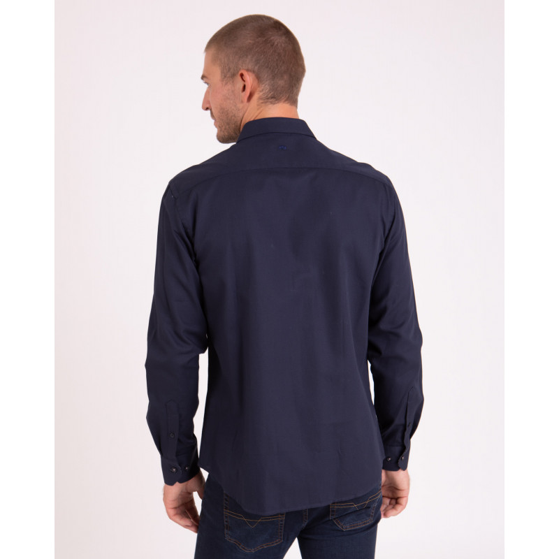 Chemise manches longues unie à détails fleuris