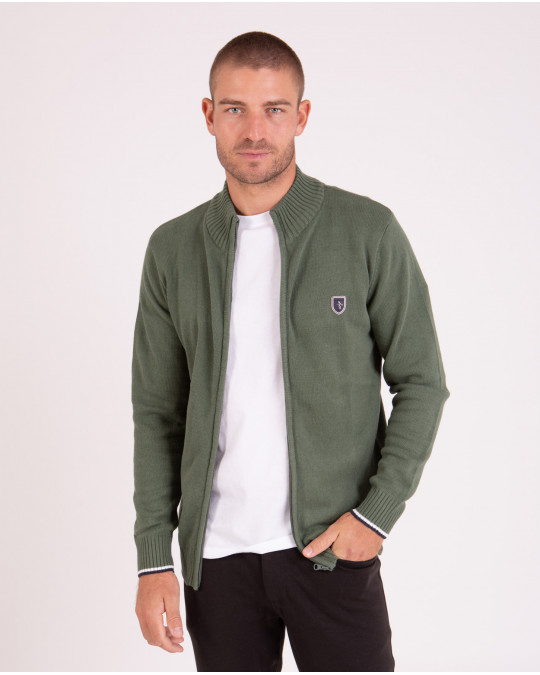 Cardigan zippé à col montant