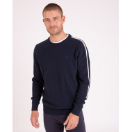 Pull col rond avec bandes