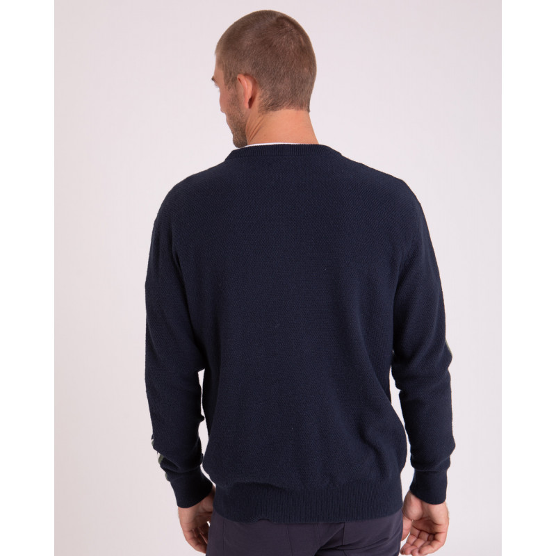 Pull col rond avec bandes