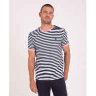 T-shirt rayé en coton flammé