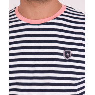 T-shirt rayé en coton flammé