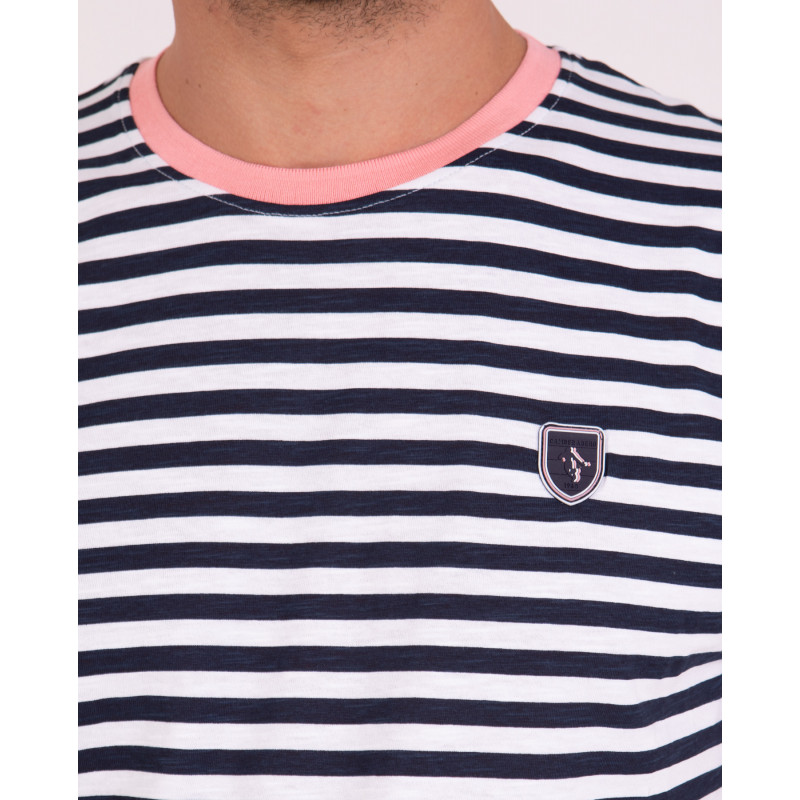 T-shirt rayé en coton flammé