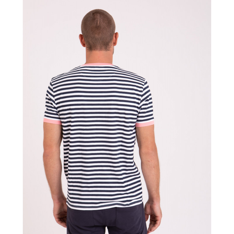T-shirt rayé en coton flammé