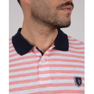 Polo manches courtes rayé en coton flammé