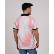 Polo manches courtes rayé en coton flammé