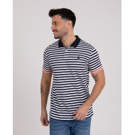 Polo manches courtes rayé en coton flammé