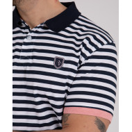 Polo manches courtes rayé en coton flammé
