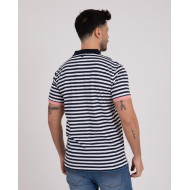 Polo manches courtes rayé en coton flammé