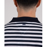 Polo manches courtes rayé en coton flammé