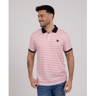 Polo manches courtes rayé en coton flammé