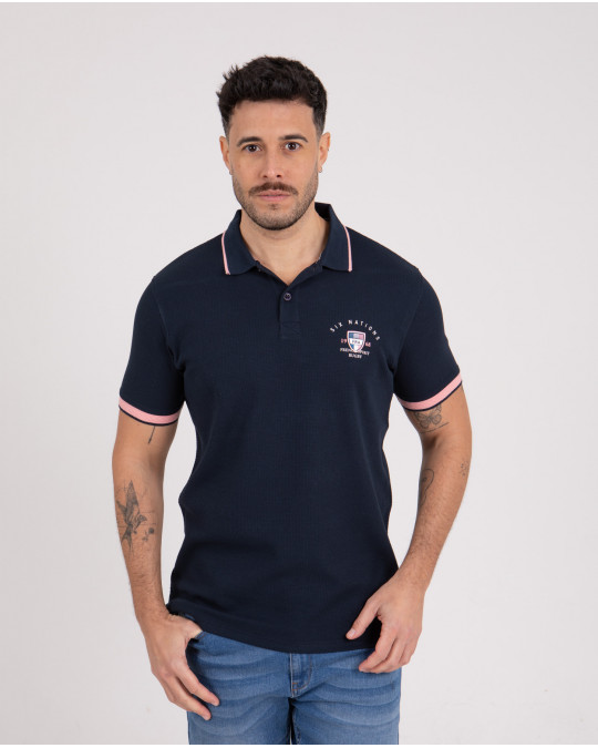 Polo manches courtes en maille fantaisie