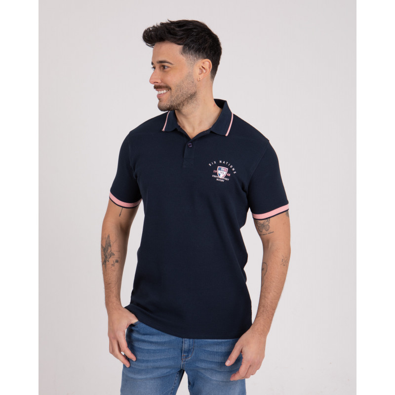 Polo manches courtes en maille fantaisie