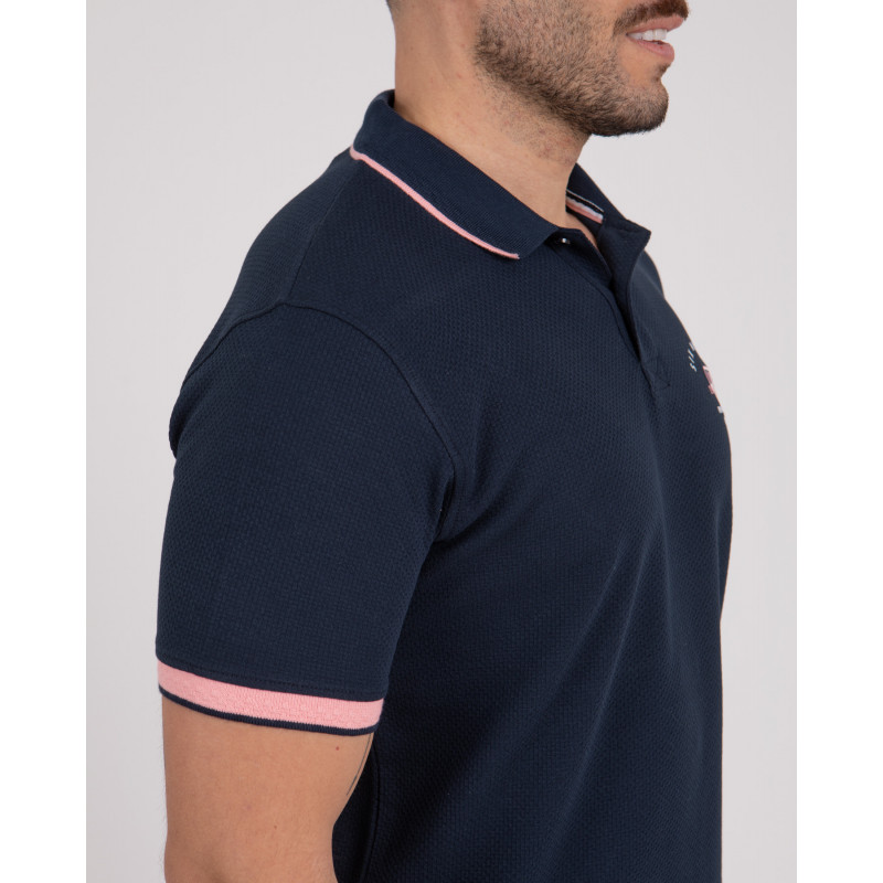 Polo manches courtes en maille fantaisie