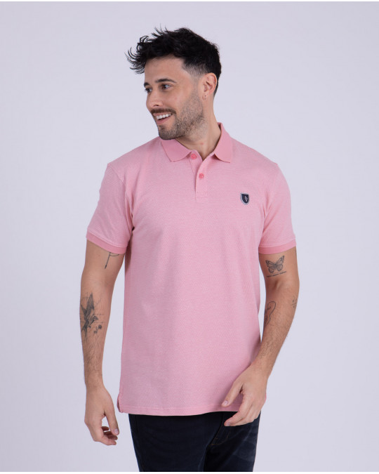 Polo manches courtes en maille fantaisie