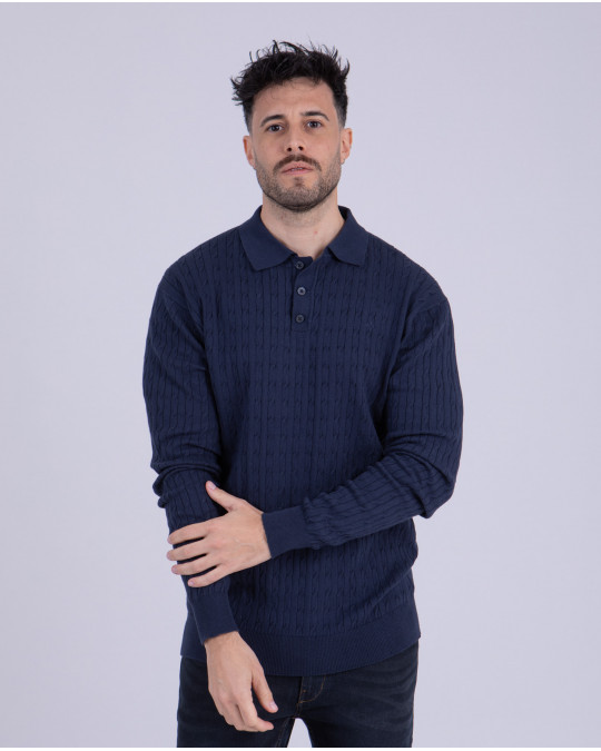 Pull léger torsadé avec col polo