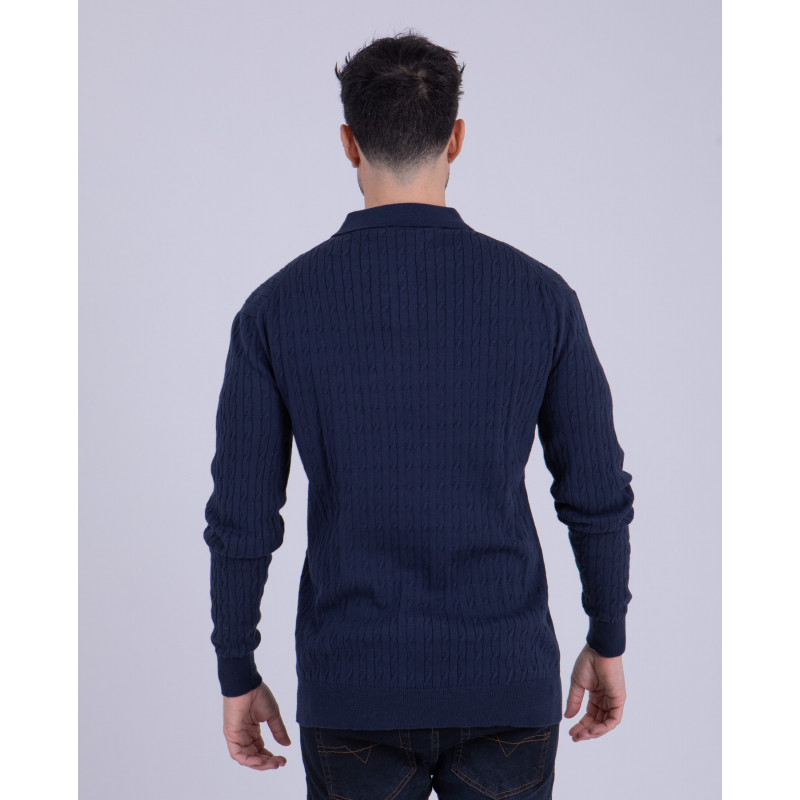 Pull léger torsadé avec col polo