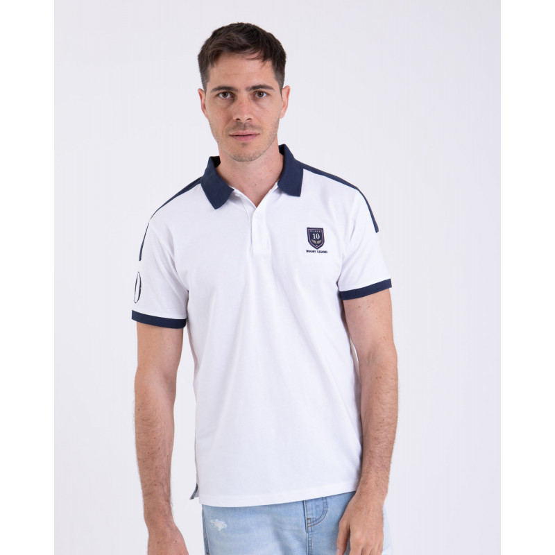 Polo manches courtes avec bandes sur les épaules