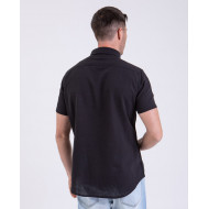 Chemise manches courtes en coton lin avec poche