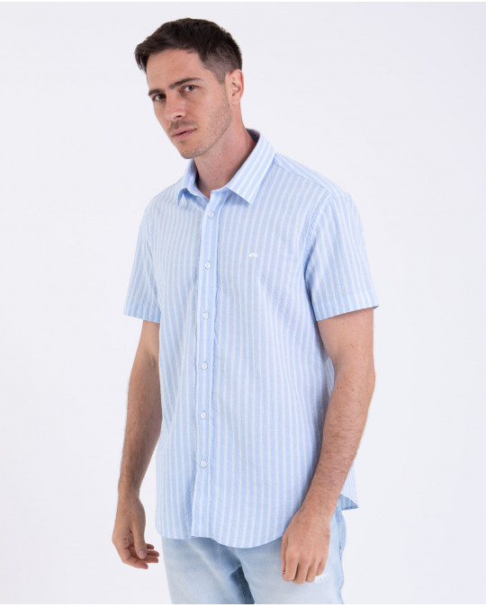 Chemise manches courtes en seersucker rayé