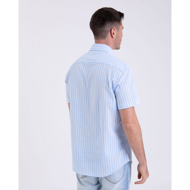 Chemise manches courtes en seersucker rayé