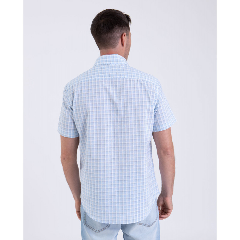 Chemise manches courtes seersucker à carreaux