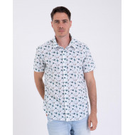 Chemise manches courtes seersucker fleuri