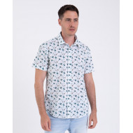 Chemise manches courtes seersucker fleuri