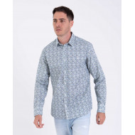 Chemise manches longues en popeline fleurie