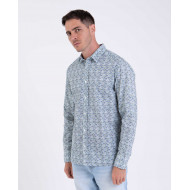 Chemise manches longues en popeline fleurie