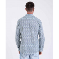 Chemise manches longues en popeline fleurie