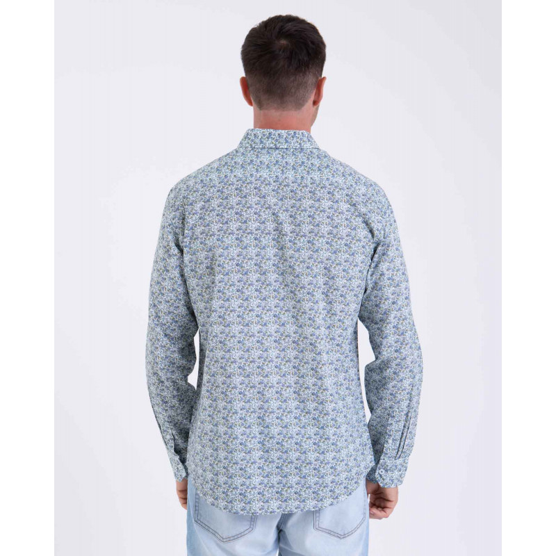 Chemise manches longues en popeline fleurie