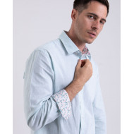 Chemise manches longues en coton lin