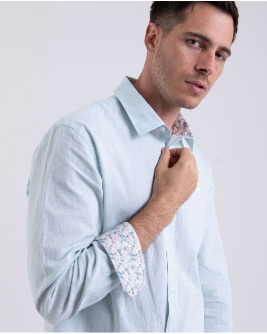 Chemise manches longues en coton lin