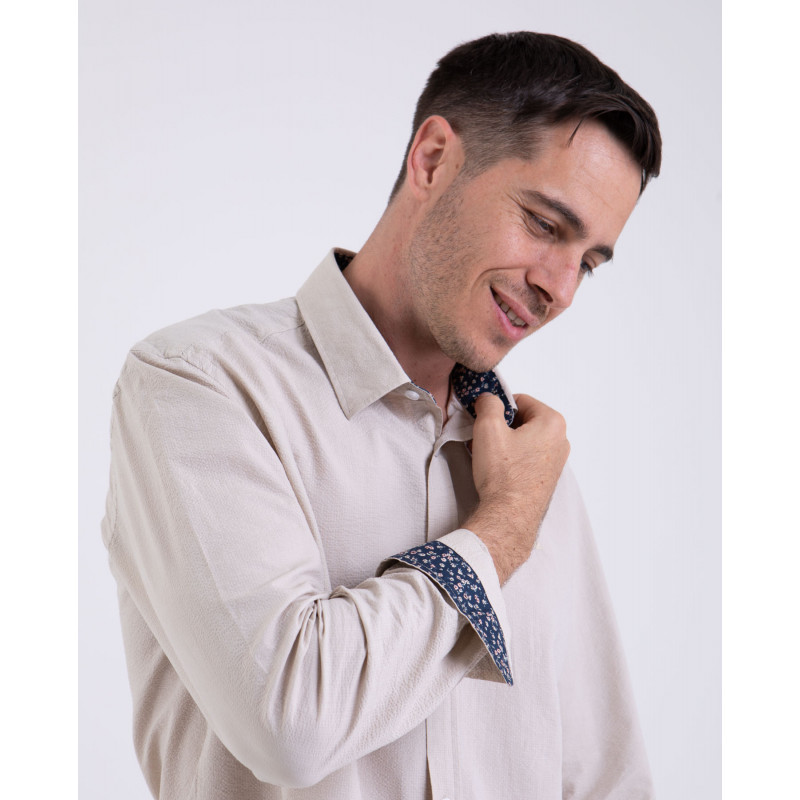 Chemise manches longues seersucker
