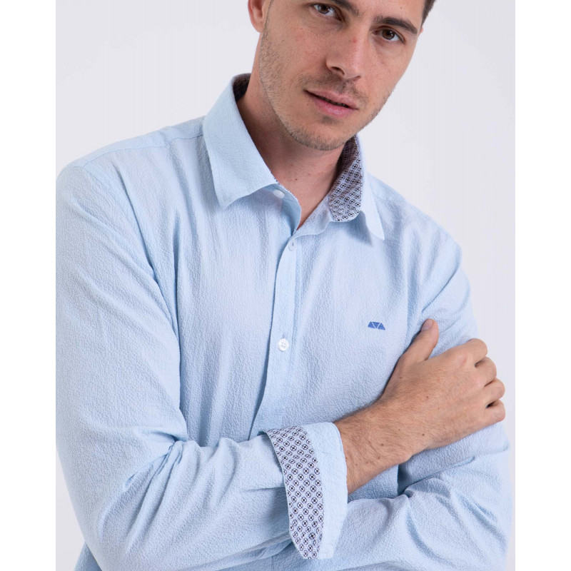 Chemise manches longues seersucker