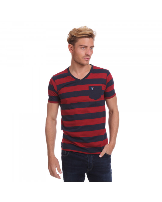 Tee shirt col V rayé