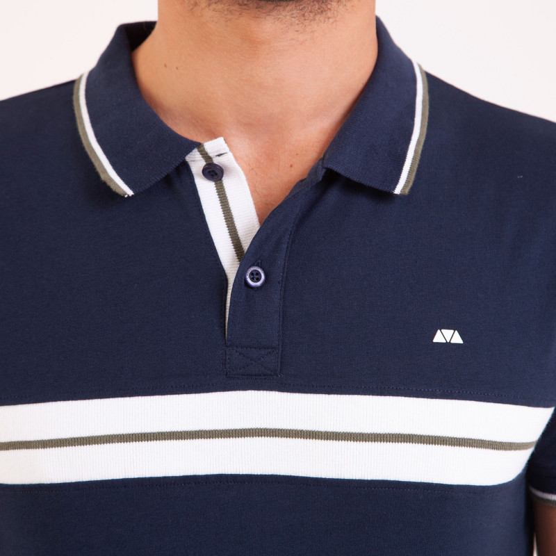 POLO JERSEY UNI BANDES POITRINE