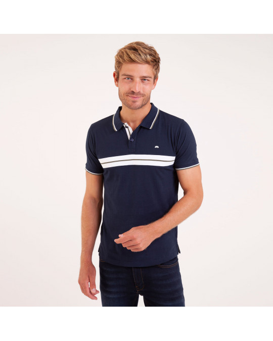 POLO JERSEY UNI BANDES POITRINE