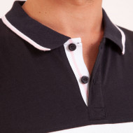 POLO JERSEY UNI BANDES POITRINE
