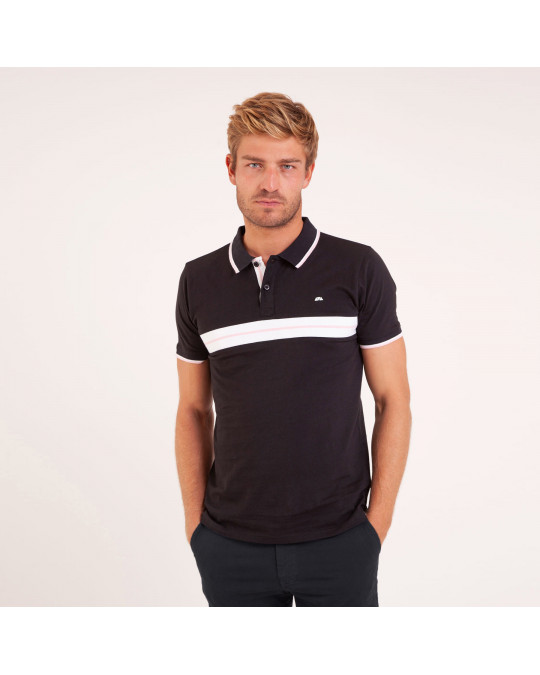POLO JERSEY UNI BANDES POITRINE